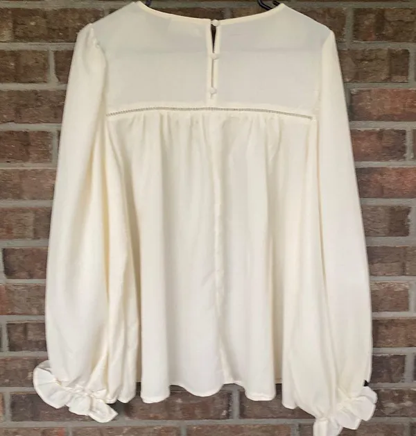 First Love Cream colored work long sleeved blouse - Image 2