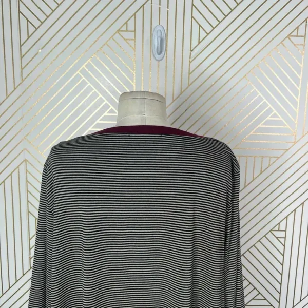 Alembika Tunic Top Blouse 3/4‎ Sleeve Striped Pullover Black Tan Size 2 US 8 10 - Image 9