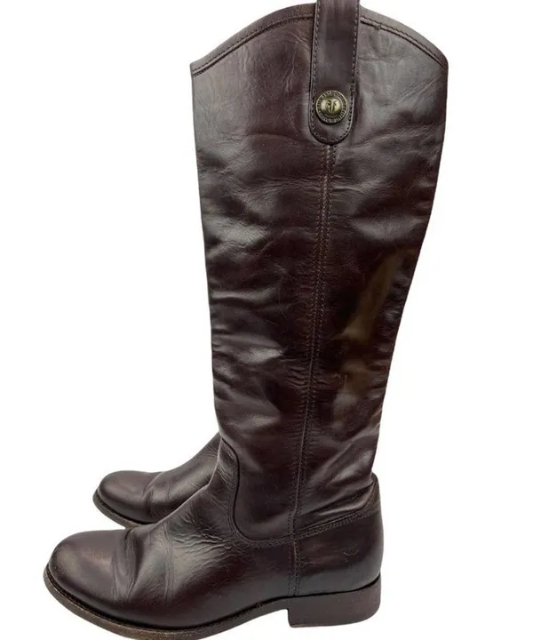 Frye Dark Brown Leather Melissa Western Tall Riding Boots Size 5.5 Style 77167 - Image 3