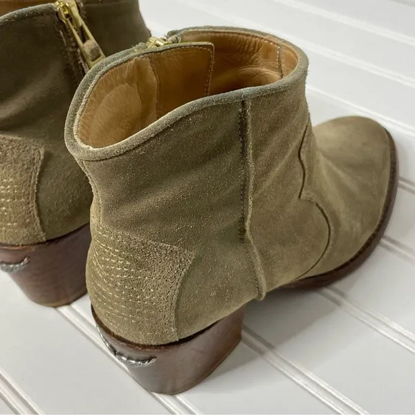 Zadig & Voltaire Molly Khaki Suede Wing Ankle Boots Spain 36 Western Block Heel - Image 12