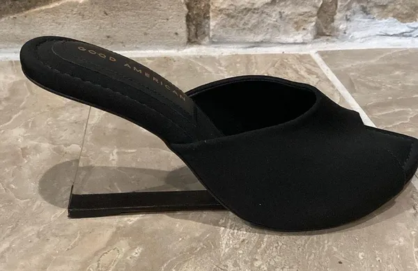 Good American Black Point Toe Acrylic Clear Heel Shoes 7 - Image 4
