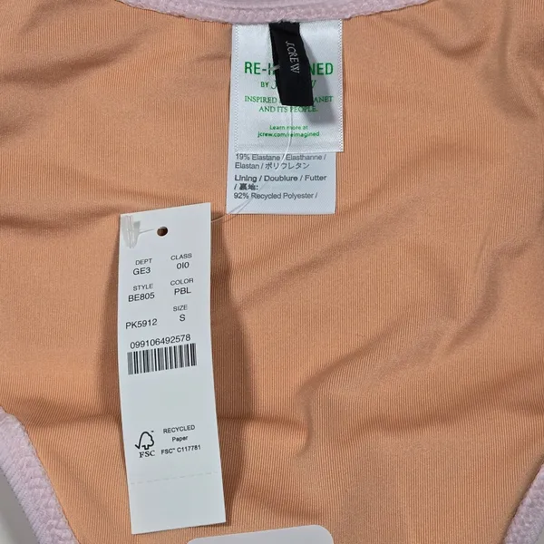 J. Crew Ribbed curved-waist cheeky string bikini bottom in‎ Pale Blossom S NWT - Image 6