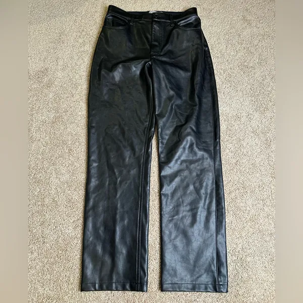 Abercrombie & Fitch The 90s Straight Ultra High Rise Black‎ Leather Pants - Image 2