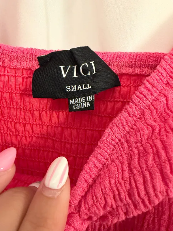 VICI Hot Pink Smocked Mini Dress - Image 3
