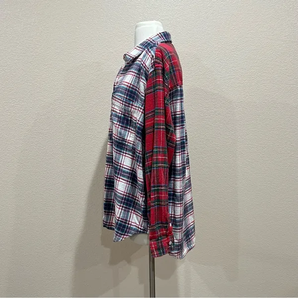 American Eagle Mixed Plaid Button Up Flannel Size Large - Image 4