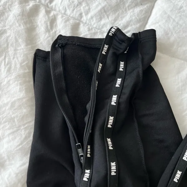 PINK Victoria's Secret Black Joggers with Logo Stripes - Image 4