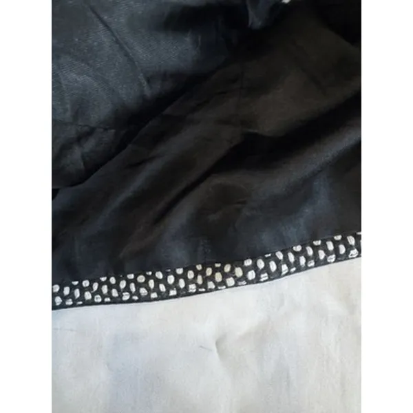 WHBM Black White Polka Dot Blazer Women's 12/14 Cotton Cropped Notch Lapel - Image 9
