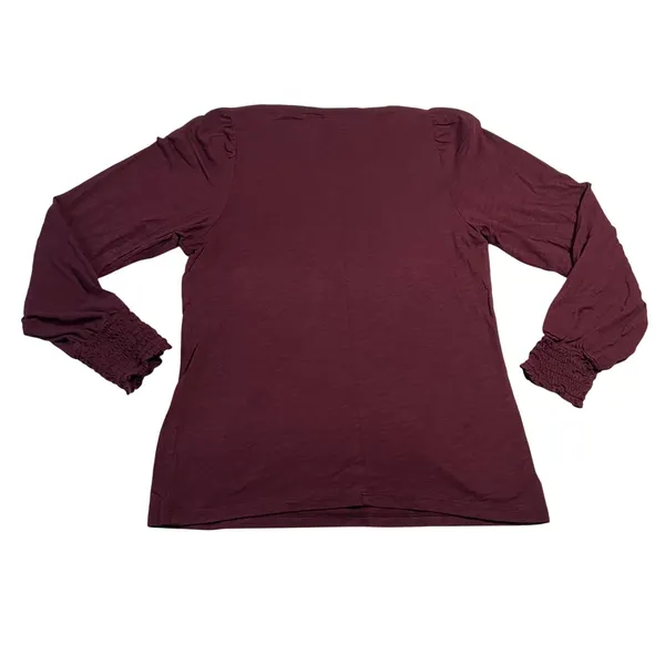 LOFT Crewneck Smocked Cuff Jersey Knit Top Size M Holiday Minimalist Office - Image 2