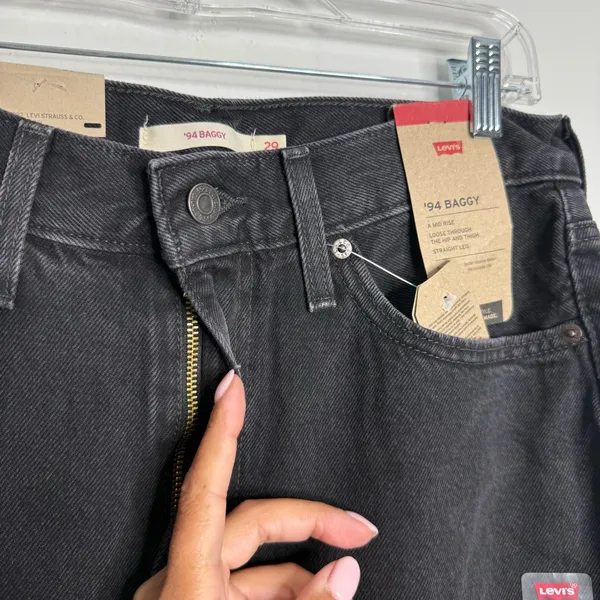 NWT Levi's 94‎ Baggy Jean Open Mind Straight Washed Black 29 x 31 Streetwear - Image 6