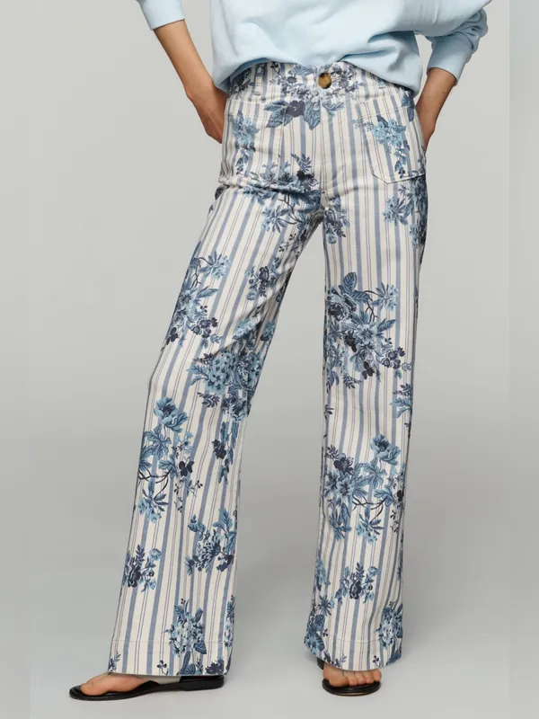 NWT Anthropologie Maeve The Colette High-Rise Wide-Leg Jeans- Floral Stripe - 25 - Image 11