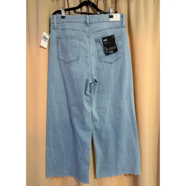PAIGE Anessa High Rise Wide Leg Ankle Jean Light Wash Size 32 - Image 4
