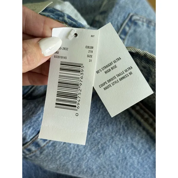 Abercrombie Fitch NWT 90s Straight Ultra High Rise Jeans 12/31 Light Blue Denim - Image 6