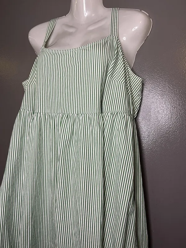 Ava & Viv Dress Womens XXL Green Square Neck Trapeze Midi Sundress Pockets - Image 7