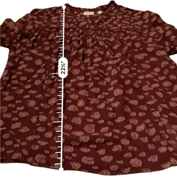 Aritzia Wilfred Lourdes‎ Burgundy Dot Print Tie Long Sleeve Top Sz XS - Image 11