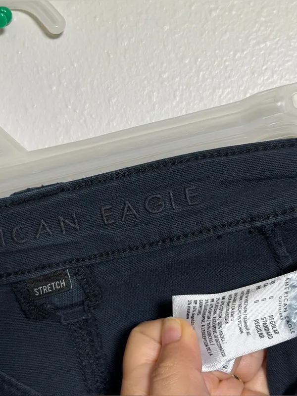 American Eagle Women Stretch Dark Navy Cargo Baggy Pants Utility Style‎ size 0 - Image 5