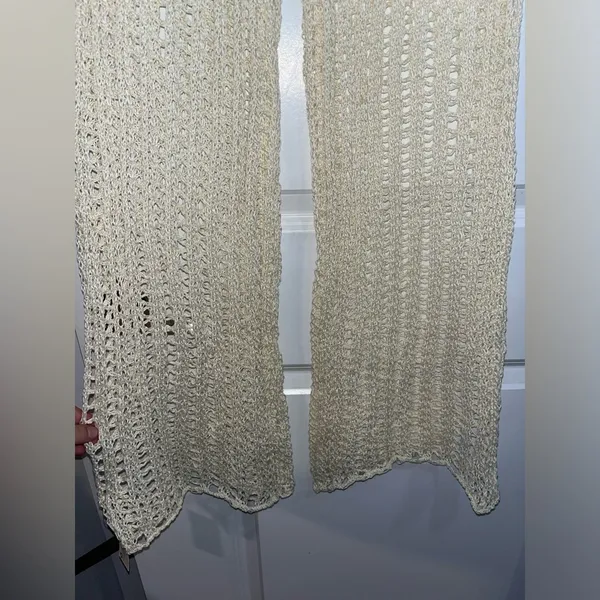 Odiva NWT Crochet Pullover Swimwear Cover Up Pants Size Large in Crème Color - Image 5