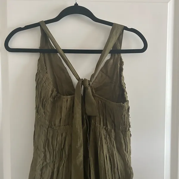 Free People Olive V-Neck Tiered Maxi Dress - Image 8