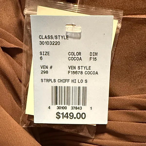David's Bridal Elegant Brown Strapless Dress - Image 2