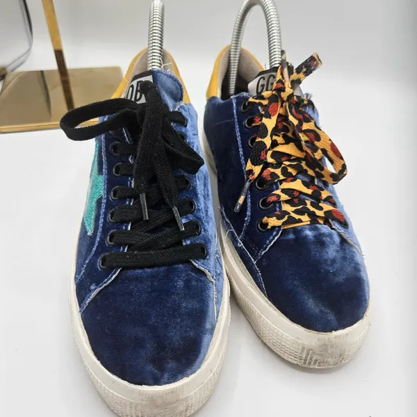 Golden Goose Deluxe‎ May Sneakers – Bluette/Aquamarine Velvet 37 Blue Velvet - Image 5