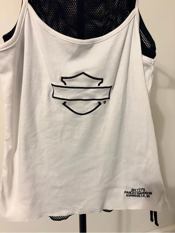 Harley-Davidson White Tank Top with Black Mesh Back - Image 2