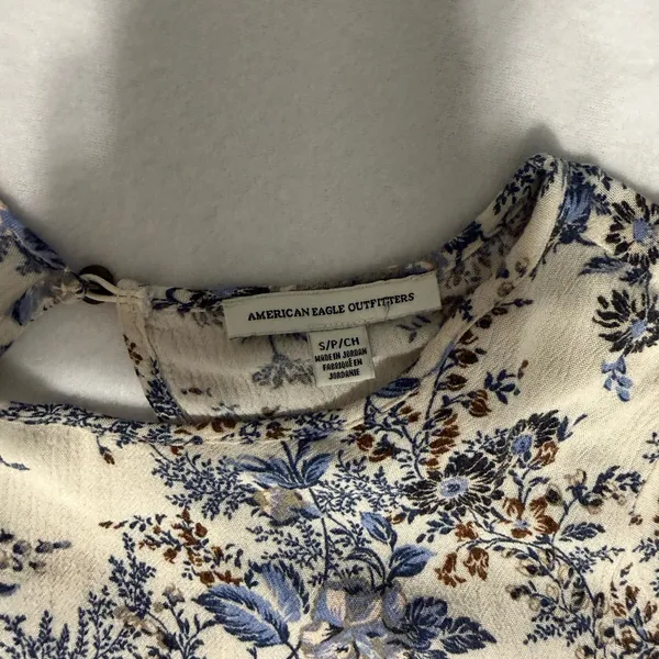 American Eagle Outfitters Blue and Brown Floral Dress - Image 4