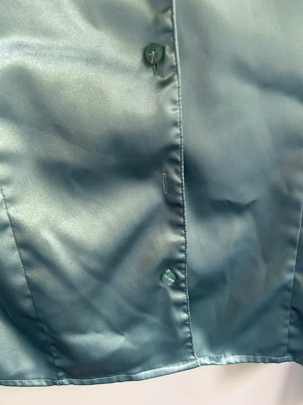 Satin Button Down Blouse Green - Image 3