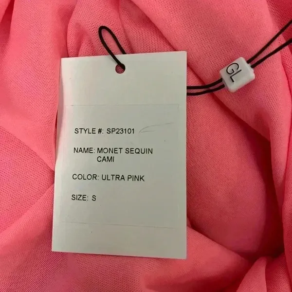 NWT Generation Love Monet Sequin Cami Tank Top Ultra Pink - Image 5