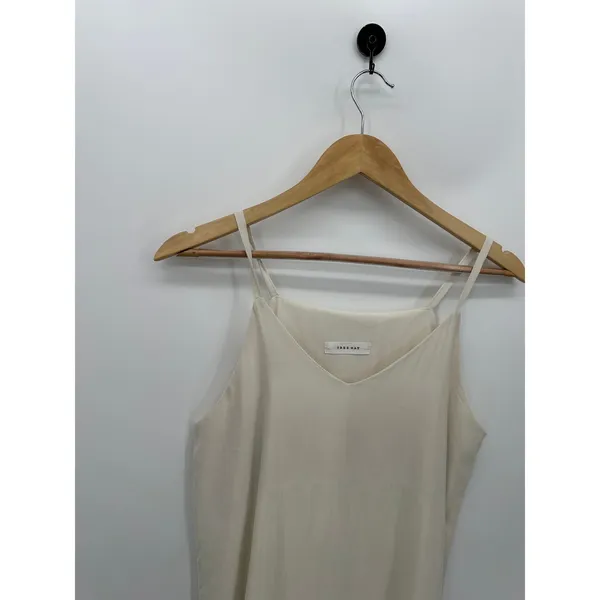 Tree Way Slip‎ Dress Cream Tank Maxi Slit Lightweight Made in Korea Women Medium - Image 4