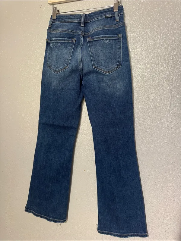 Risen Jeans Distressed High Waisted Flare Raw Frayed Shadow Hem 0/24 - Image 5