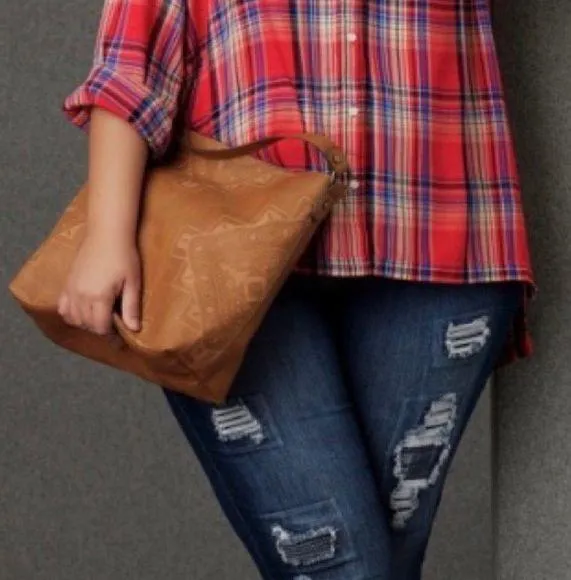 Boho Brown Faux Leather Shoulder Bag - Image 3