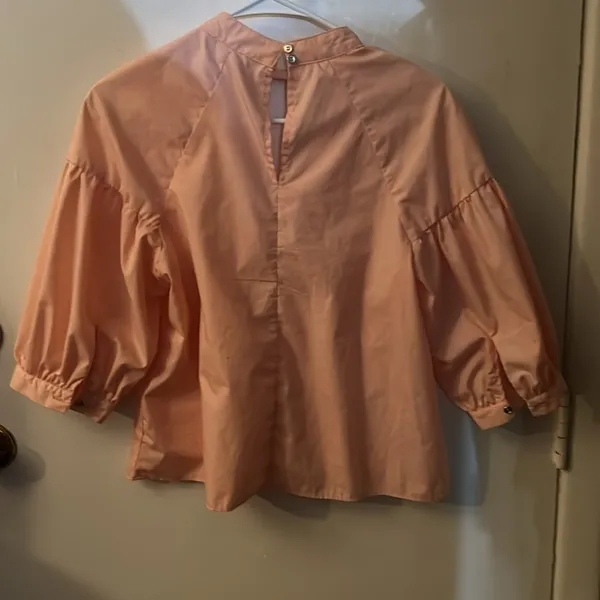 Bleuh Ciel Peach V-Neck Chocker Blouse M Balloon Sleeve Fairycore Whimsygoth - Image 4