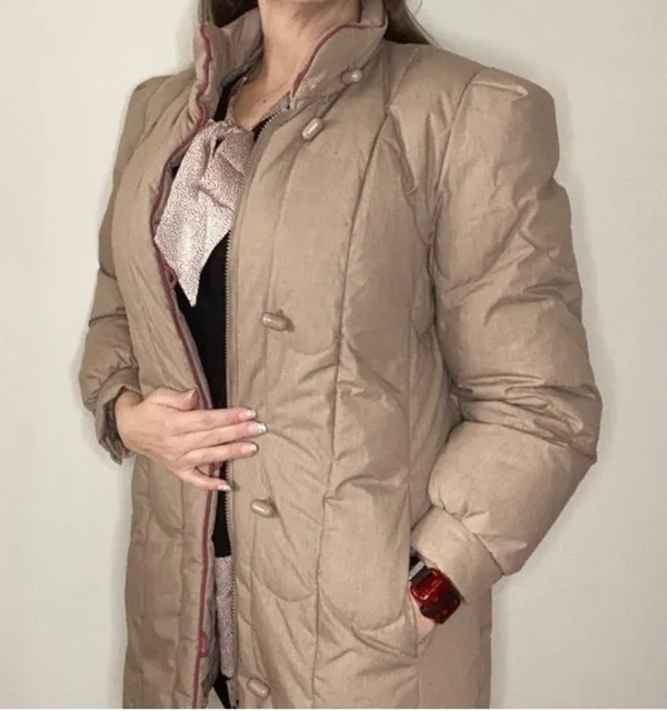 BiBi Brothers Down Fill Camel Puffer Coat Small Tan - Image 3