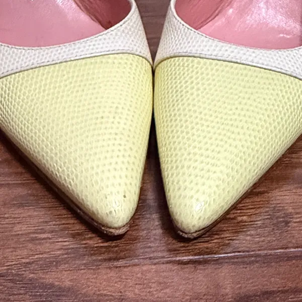 Escada Butter Yellow Slingback Heels Retro Minimalist Quiet Luxury Career - Image 7
