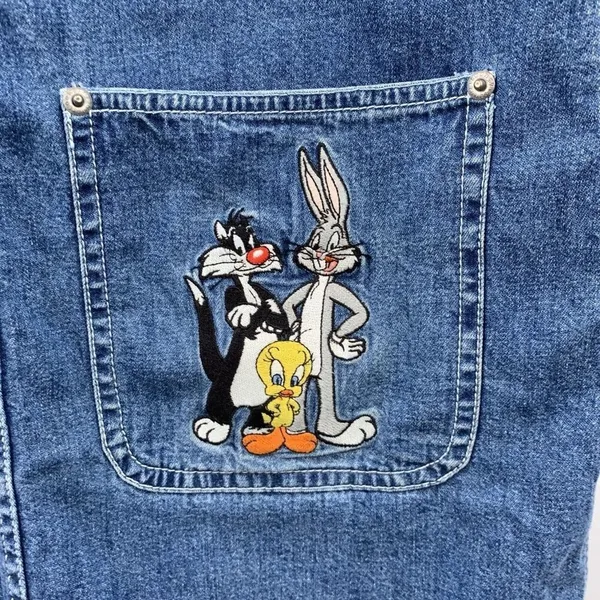Vintage Y2K 90's Warner Brother Looney Tunes Embroidered Denim Dress Size Small - Image 4