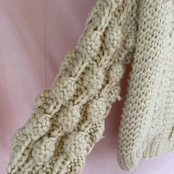 MOVING SALE!! Super chunky tan cable knit sweater - Image 2