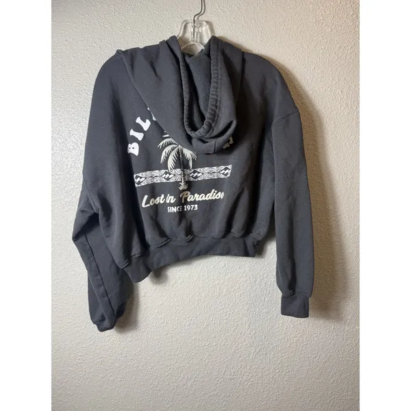 Billabong Lazy Daze Cropped‎ Hoodie Sweatshirt Gray Women's Size S - Image 4