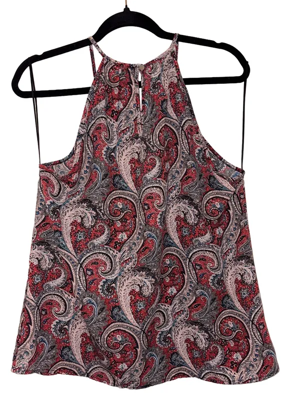 Vintage Renee C. Y2K Paisley High Neck Swing Tank Top Large Made in USA - Image 4