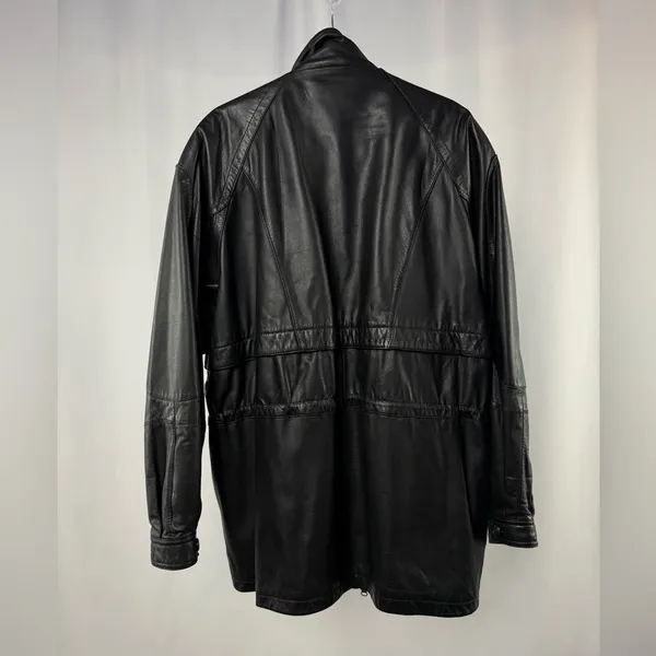 Vintage‎ Wilson Leather Full Zip Drawstring Waist Jacket in Black Size Large - Image 5