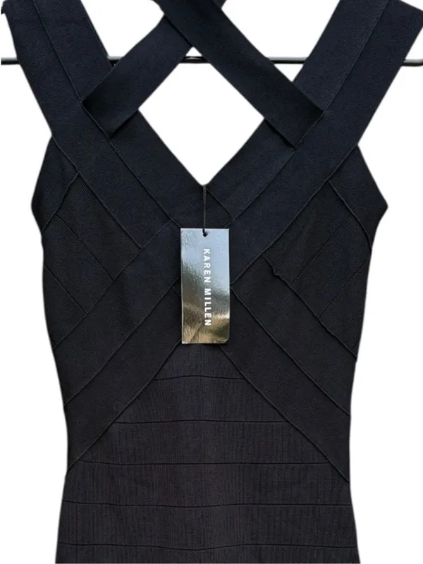 NWT Karen Millen BodyCon Bandage Dress Black Size 2 - Image 2