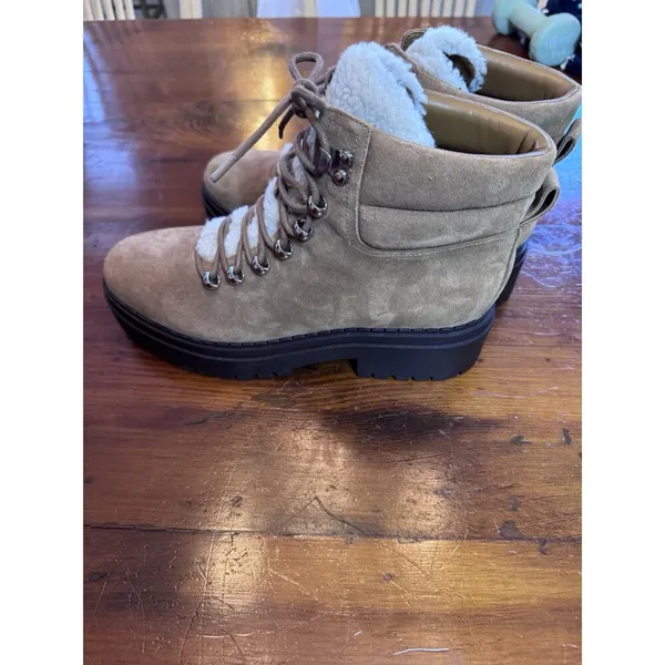 Marc Fisher Ltd Nairy Faux Fur Trim Hiking Boots Brown Women'S Size 9 New - Image 2