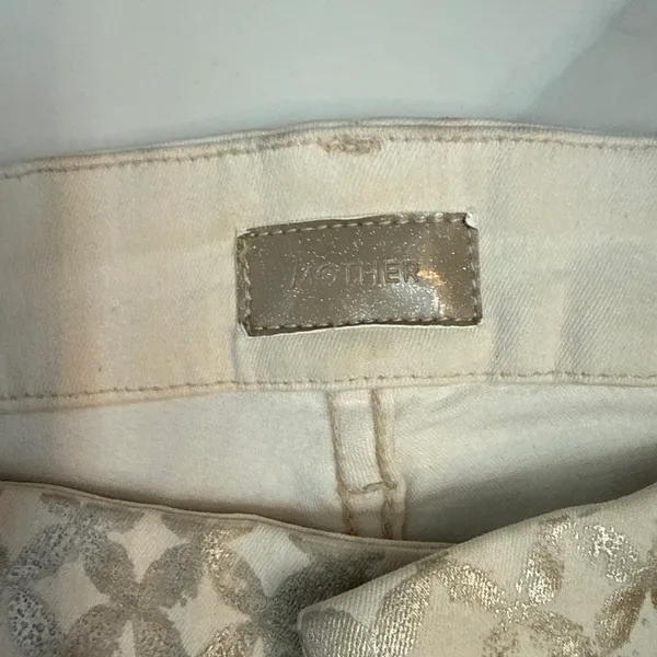 Mother white and cream diamond skinny jeans Size 30 NWOT - Image 3