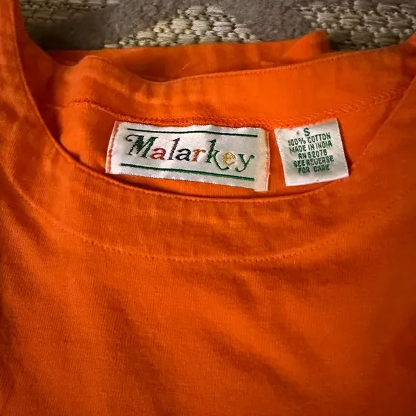 Vintage Malarkey Womens Halloween Shirt Orange Long Sleeve Embroidered- Small - Image 4