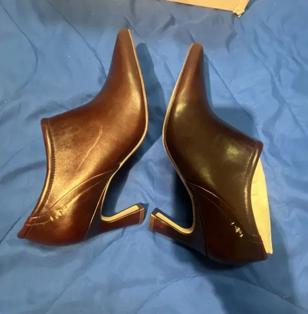 Naturalizer 27 Edit Women's Brown Leather Pointed Toe Stiletto Booties Shoes wit - Image 4