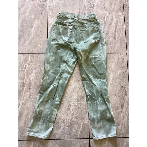 12th Tribe Green Tie Dye Tapered High Rise Jeans Button Fly S - Image 3