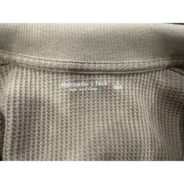 Abercrombie & Fitch Essential Tan Long Sleeve Waffle Polo Small S - Image 5