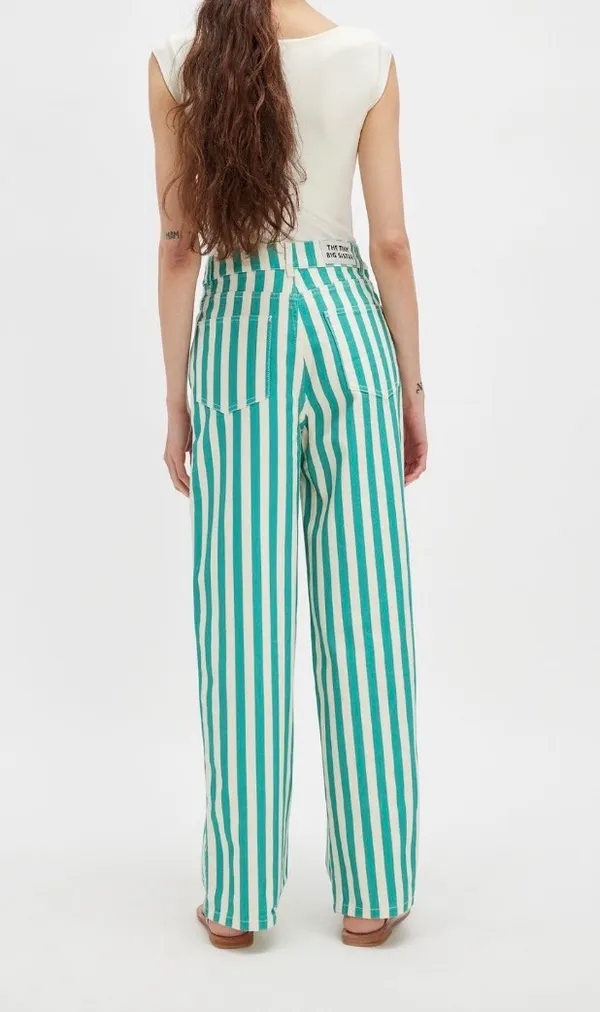 Free People The Tiny Big Sister Striped Berta Long Jeans, Size XS/EU 34 - Image 4