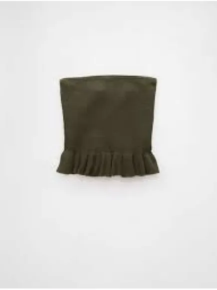 2 American Eagle cropped peplum sweater tube top with a ruffled hem Size XS - Image 4