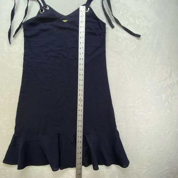 Gianni Bini Navy‎ Blue Nancy Sundress Linen/Cotton Strap Ties Grommet Size XS - Image 3