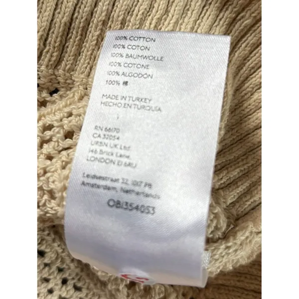 Anthropologie Pointelle Knit Cardigan Sweater Cream Cotton Open Knit Womens XS - Image 6