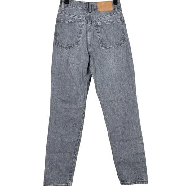 ZARA Straight Leg High Waisted Distressed Jeans Raw Hem 2 Rinsed Black #3900 - Image 12